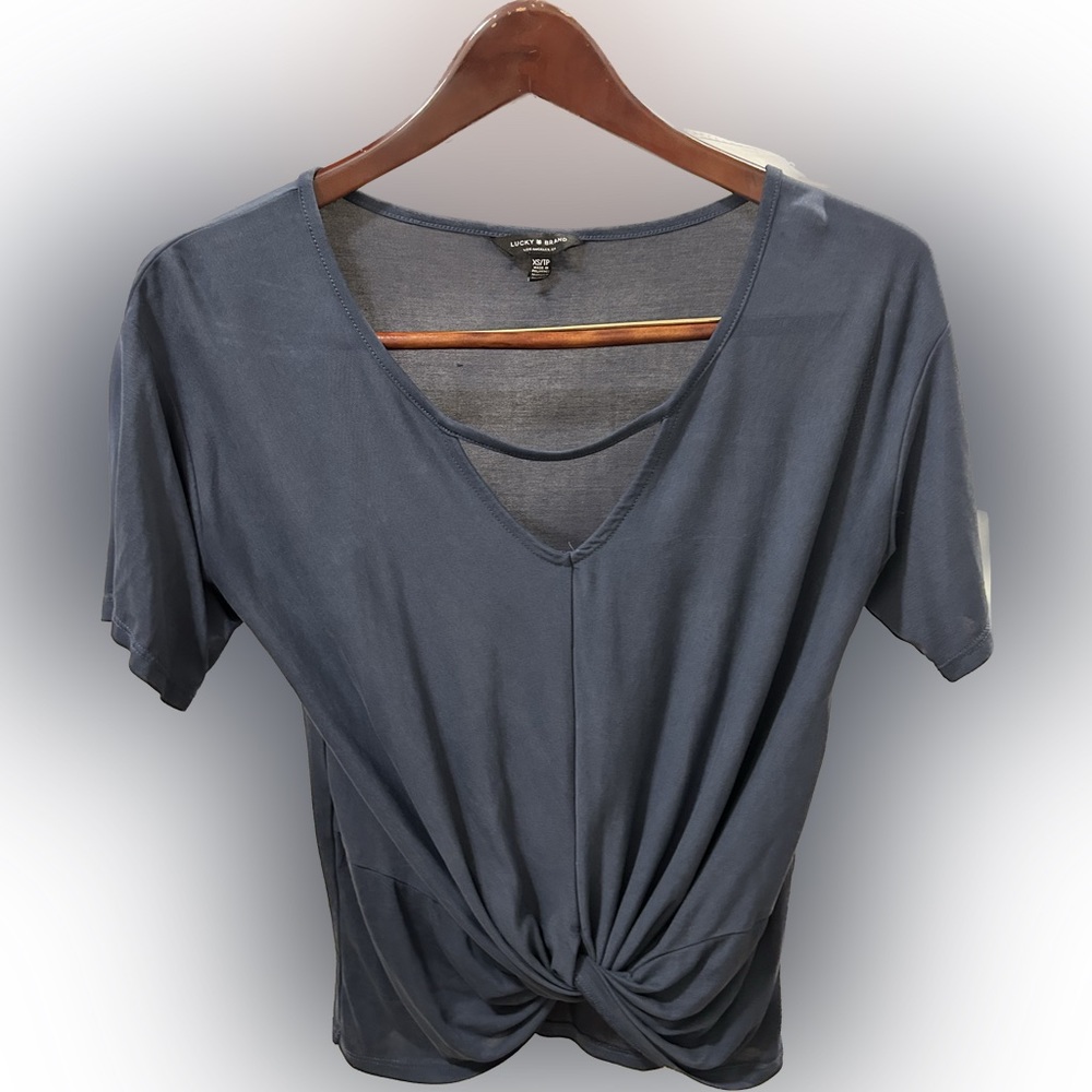 Lucky Brand Navy Front Knot Top